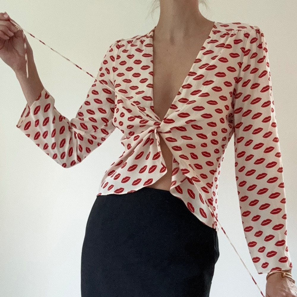 Realisation Tie Front Silk Blouse